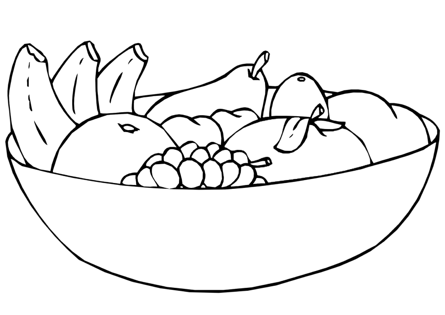 Coloring page A plate of fruit Print